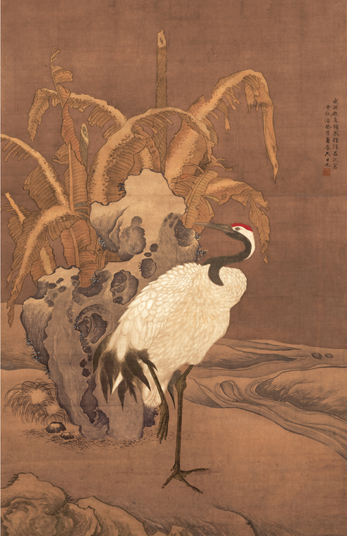 3-海外博物館(300.500)呂紀(jì) 蕉巖鶴立圖軸.jpg
